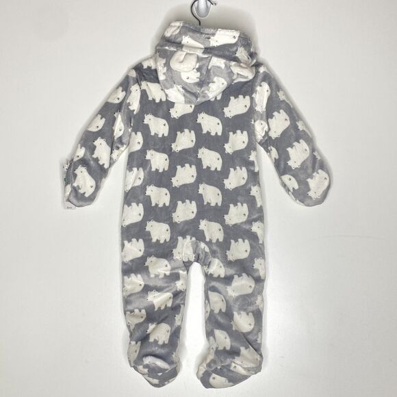 New Carter's Polar Bear Hooded Gray Winter One Piece Suit Baby Size 9 Months - Picture 2 of 9